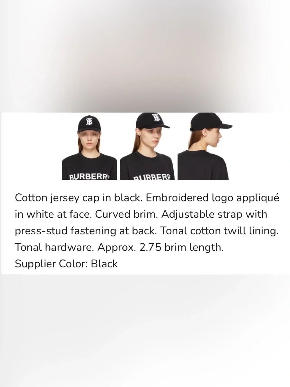 Burberry TB Logo Cap Black & White - Picture 13 of 16